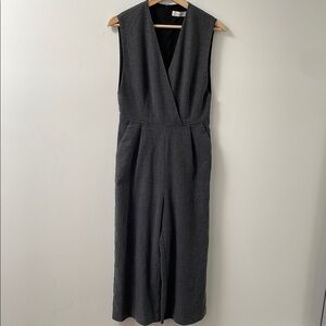 Oak & Fort herringbone tweed jumpsuit XS gray sleeveless wide leg pant suit